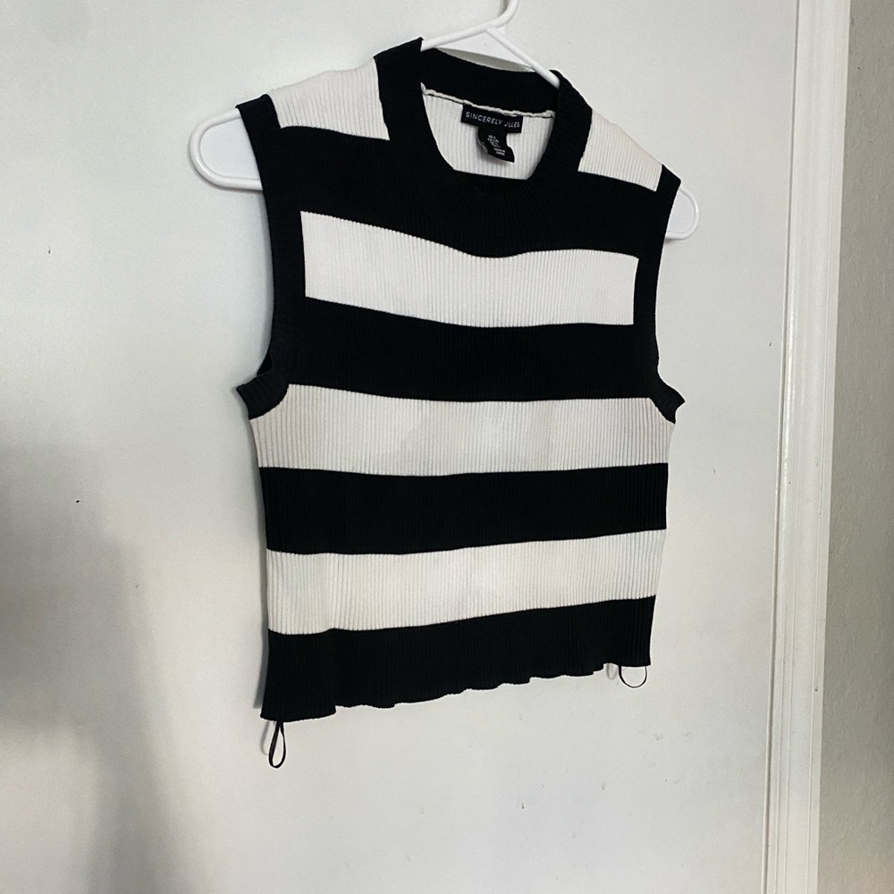 Sincerely Jules Black and White Striped Sweater Vest